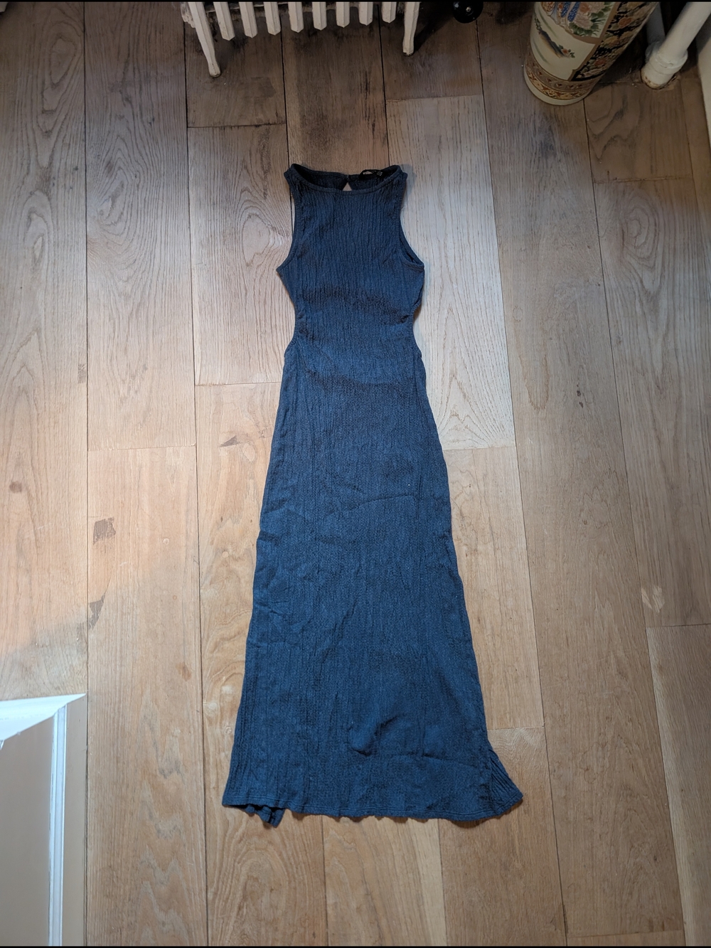 stradivarius Navy Sleeveless Maxi Dress with Cutout Sides